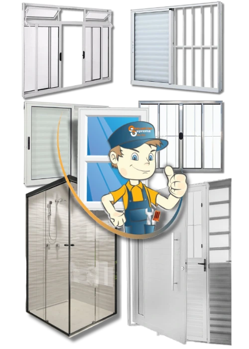 Banner divulgando fabricação de esquadrias de alumínio